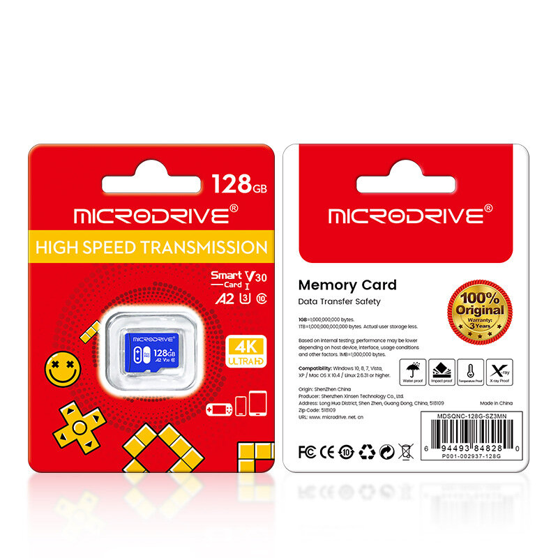 Microdrive Class 10 High Speed TF Memory Card 32G 64G 128G 256G Micro SD Card Flash Card Smart Card for Camera Drone TV Driving