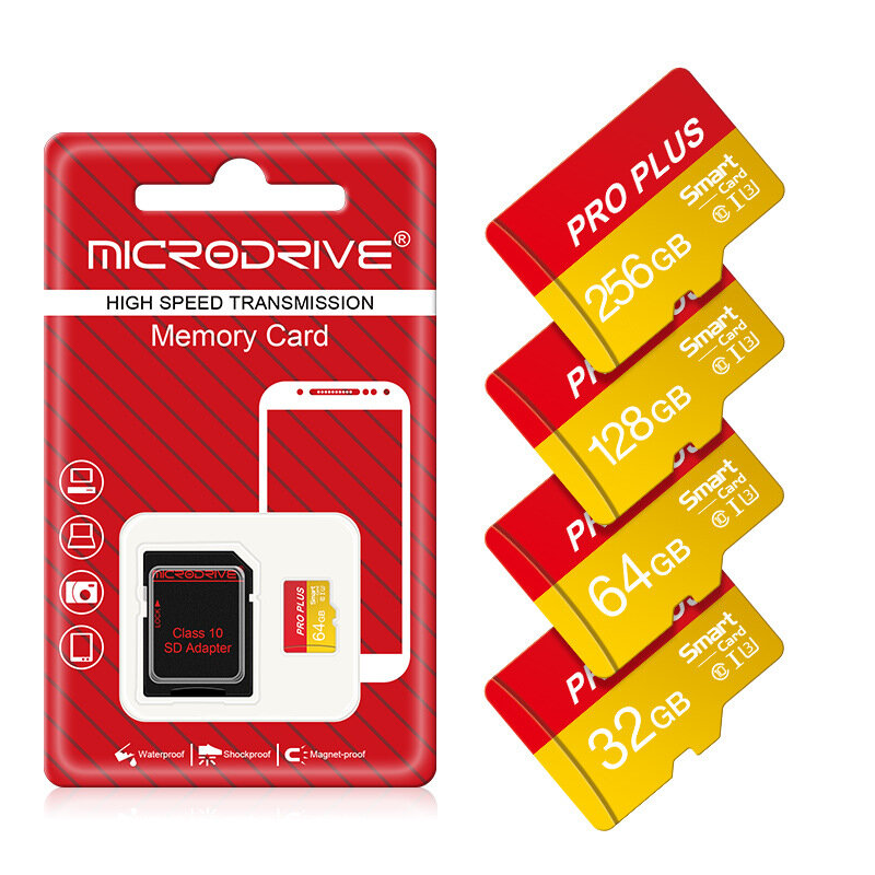 Microdrive Pro Plus TF Memory Card 64G/128G/256G Class10 High Speed Micro SD Card Flash Card Smart Card for Phone Camera Driving