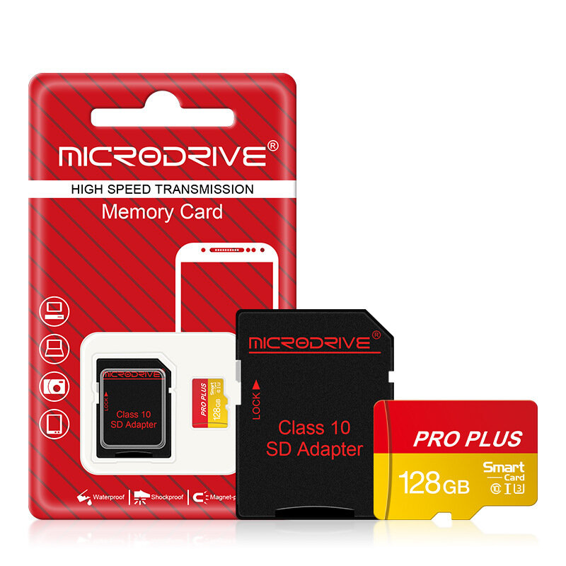 Microdrive Pro Plus TF Memory Card 64G/128G/256G Class10 High Speed Micro SD Card Flash Card Smart Card for Phone Camera Driving