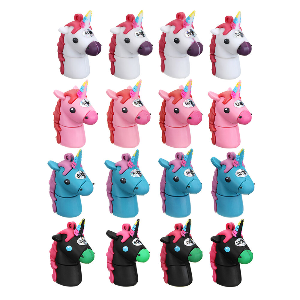 USB Flash Drive 4GB 8GB 16GB 32GB Cute Unicorn Cartoon Horse Model USB 2.0 Memory Stick Pen drive USB Stick Flash Drive Gift