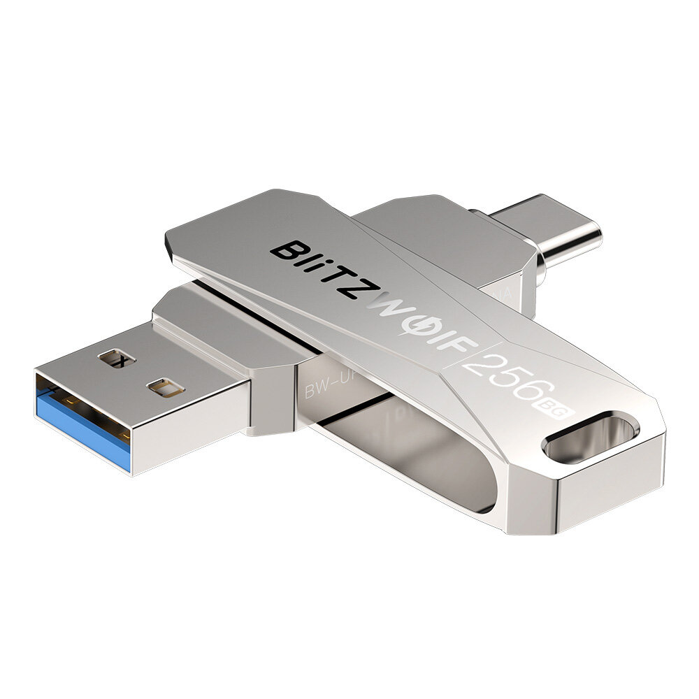 BlitzWolf BW-UPC2 256GB USB Disk 2 in 1 Type-C USB3.0 Flash Drive Ultra-fast Transmission 360° Rotation Zinc Alloy 256GB Su