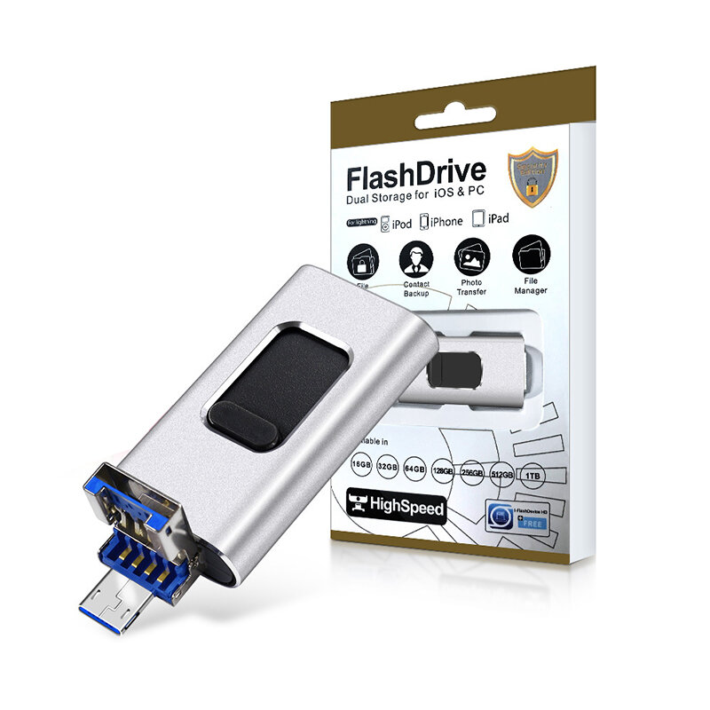 Microdrive 3-in-1 USB3.0 Flash Drive USB/Micro/Type-C Tri-interface Pendrive 64G/128G/256G High Speed Data Transmission Portable