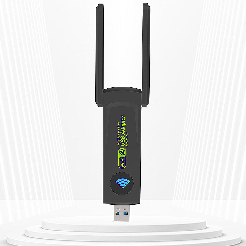 1300Mbps 2.4G/5G Dual Band USB3.0 WiFi Adapter Wifi Dongle USB Network Card Free Driver with External High Gain Dual Antenna for