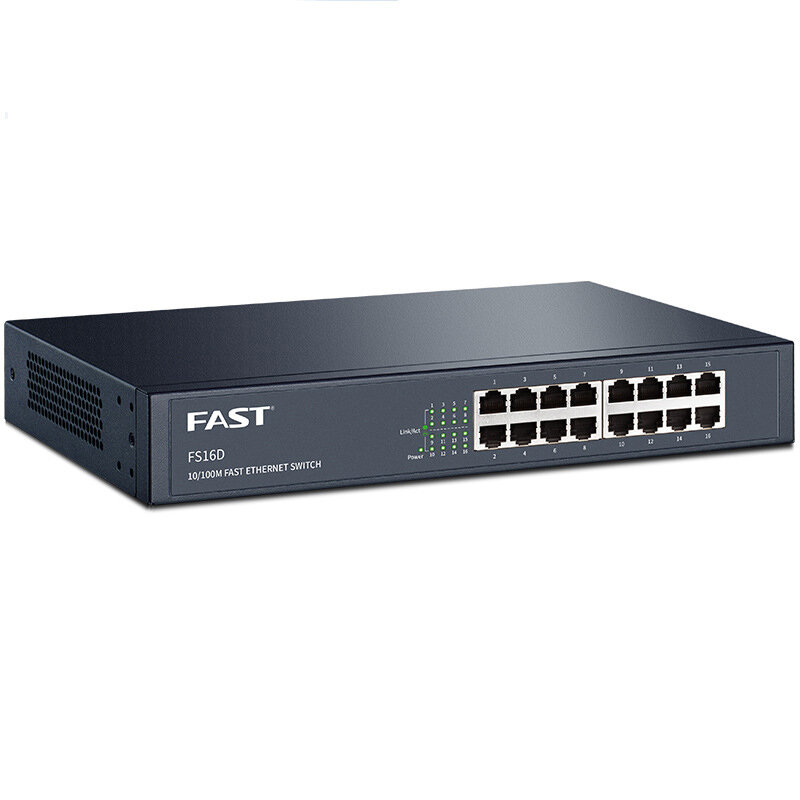 FAST 16 Port Unmanaged Ethernet Switch Network Switch Metal Ethernet Splitter Traffic Optimization Desktop Plug and Play