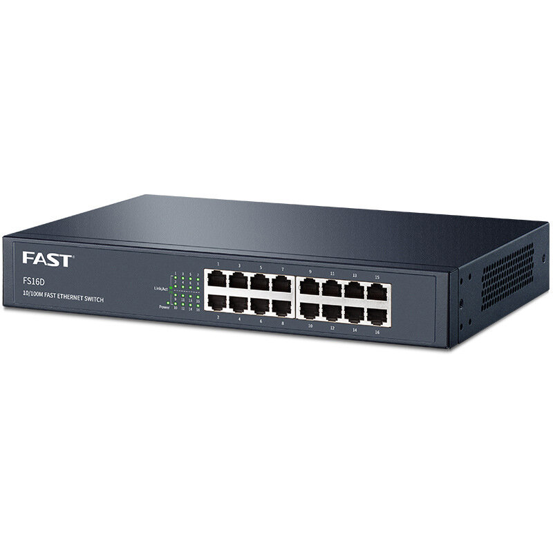 FAST 16 Port Unmanaged Ethernet Switch Network Switch Metal Ethernet Splitter Traffic Optimization Desktop Plug and Play