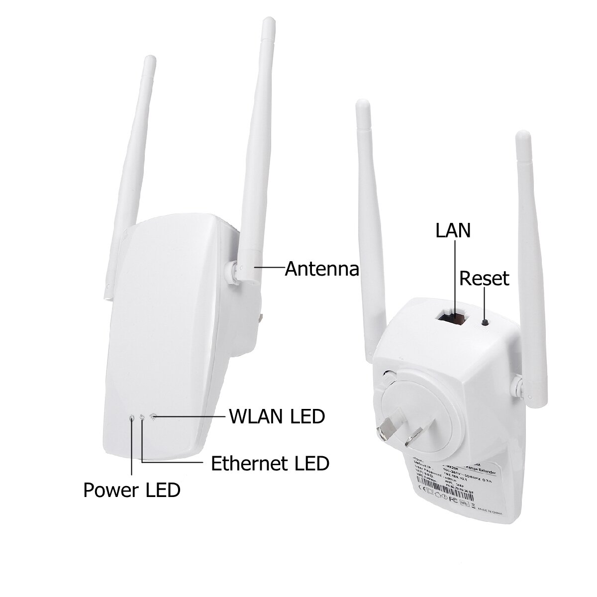 300Mbps 2.4G Wireless Wifi Repeater AP Router Dual Antenna Signal Booster Extender Amplifier