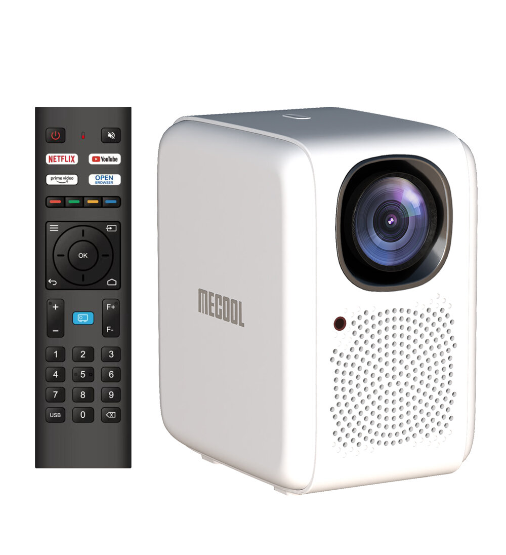 MECOOL KP2 1080P Projector 600ANSI Lumens Linux OS 4.19 Netflix Certified 1+8GB Auto Focus Vertical Keystone Correction Smart Ho