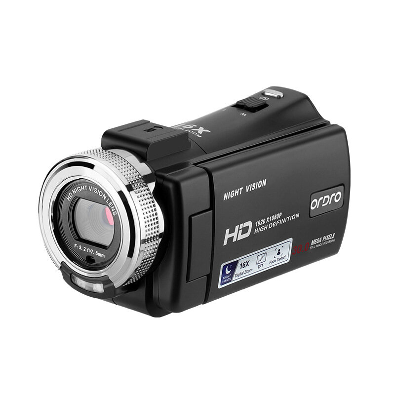 Ordro HDV-V12 Digital Video Camera 1080P 30MP HD Infrared Night Vision 16X Zoom Portable Camcorder 3 Inch TFT Screen Video Camer