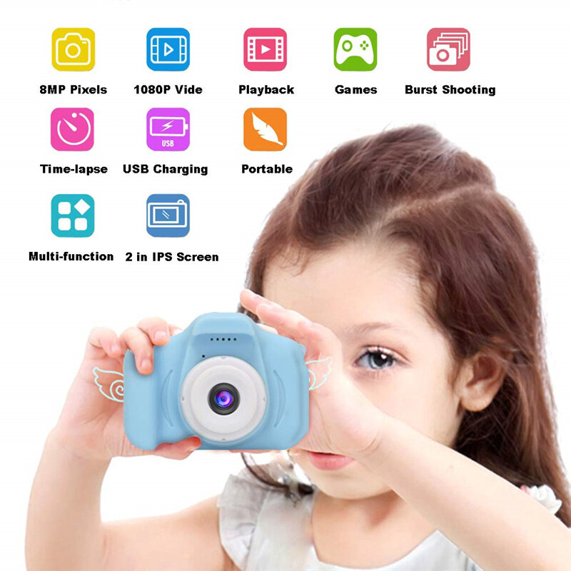 8M 1080P 4X Zoom Mini Digital Camera 2 inch Screen support 32GB TF Card for Kids Baby Cute Camcorder Video Chil