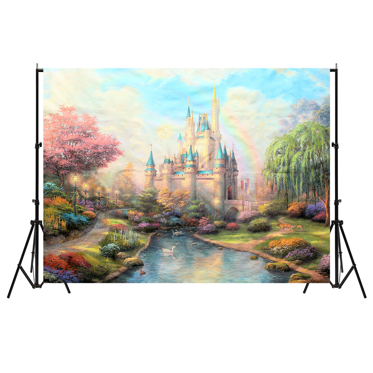 5x7ft 7x5ft Fairy Tale Winter Spring Sky Castle Photography Backdrop Studio Prop Background