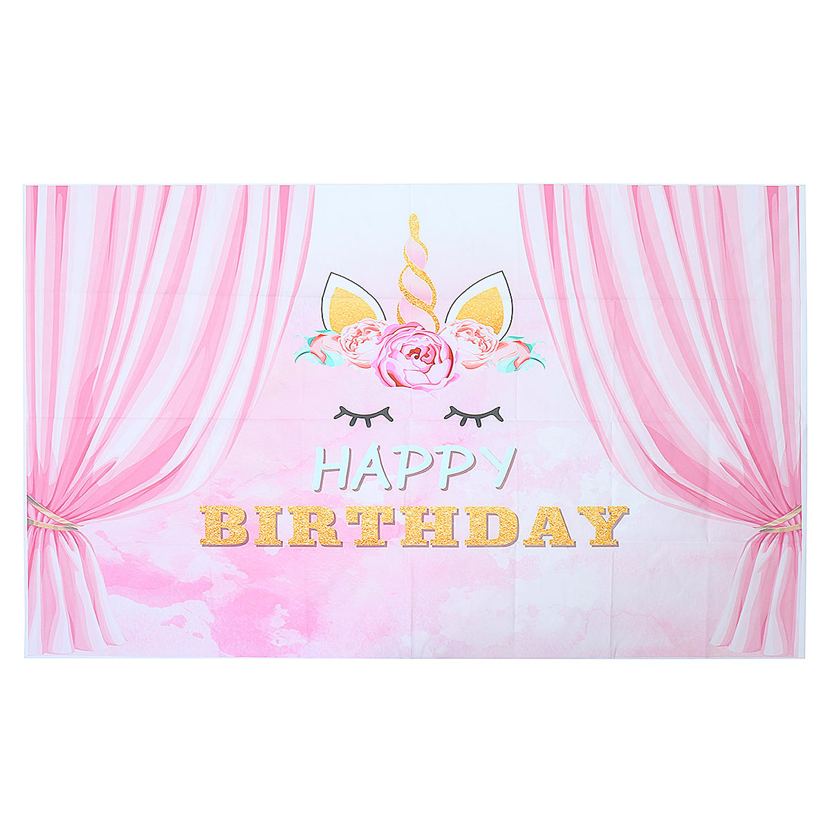 5x3FT Pink Curtain Unicorn Birthday Theme Photography Backdrop Studio Prop Background