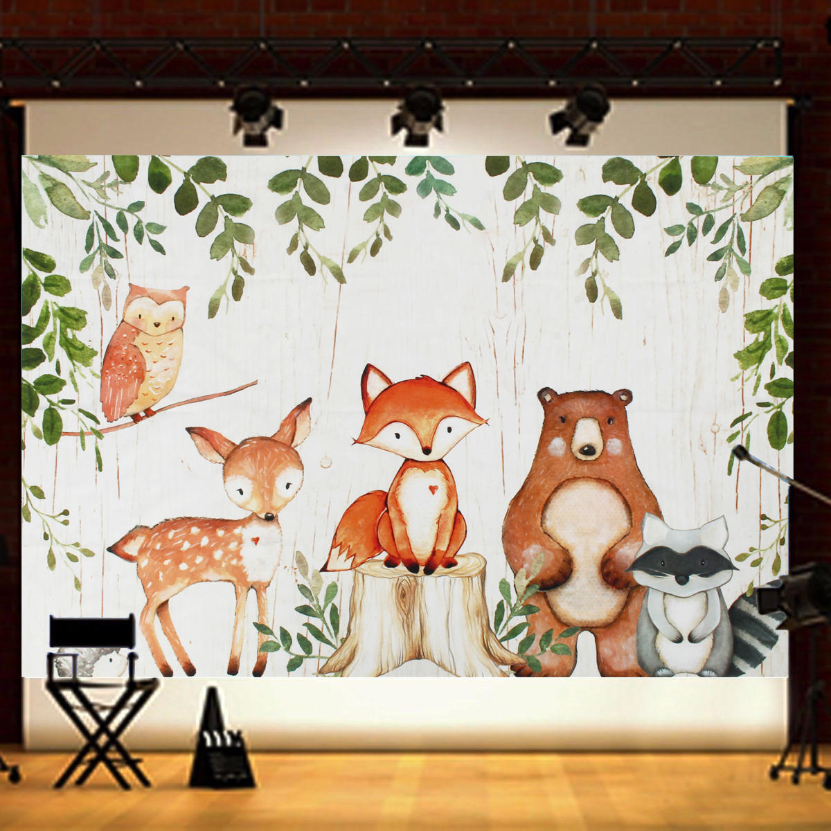 Baby Photography Backdrop Woodland Animals Birthday Party Background Prop Vinyl Decorations