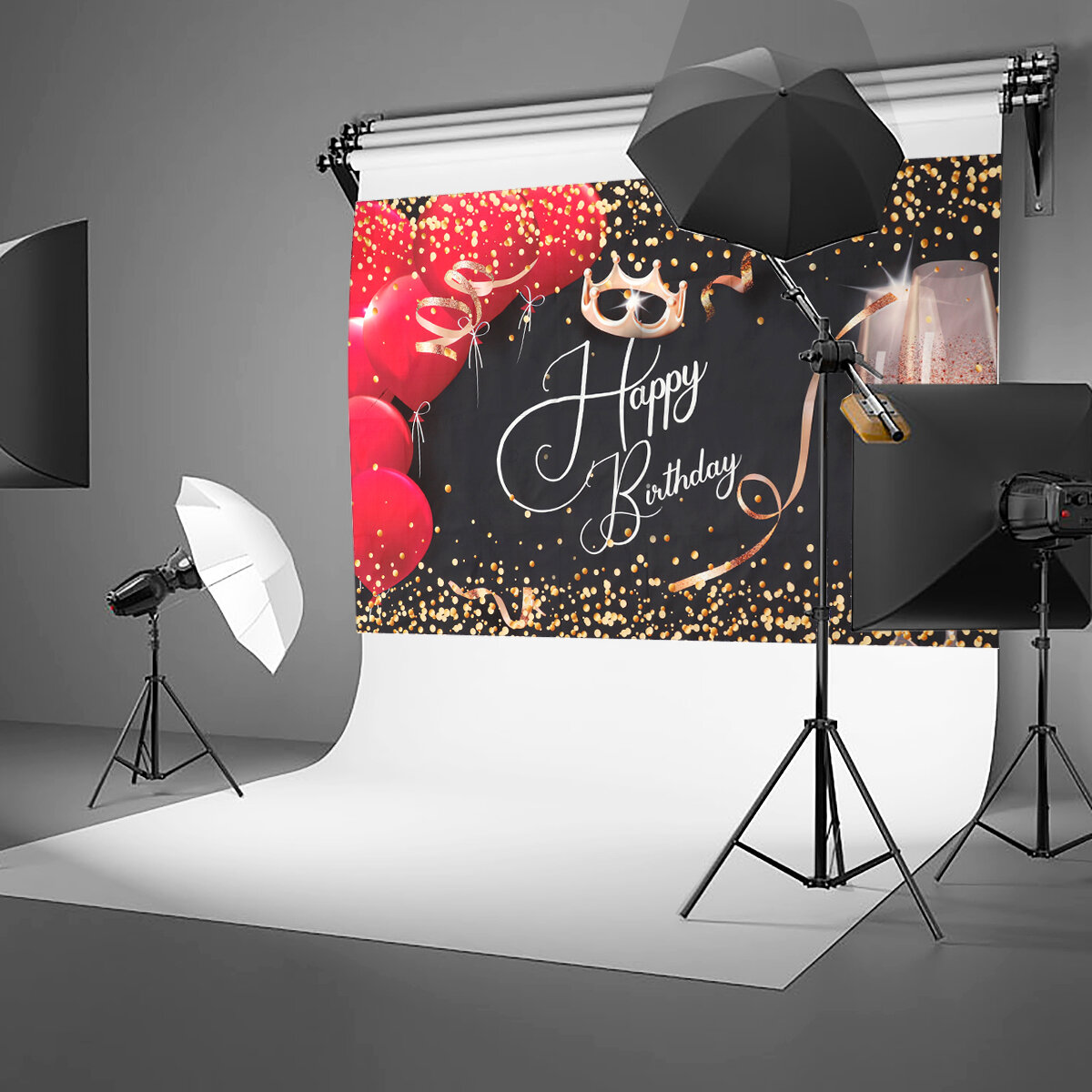 Happy Birthday Photography Background Lady Queen Theme Party Prom Backdrop Decor Prop