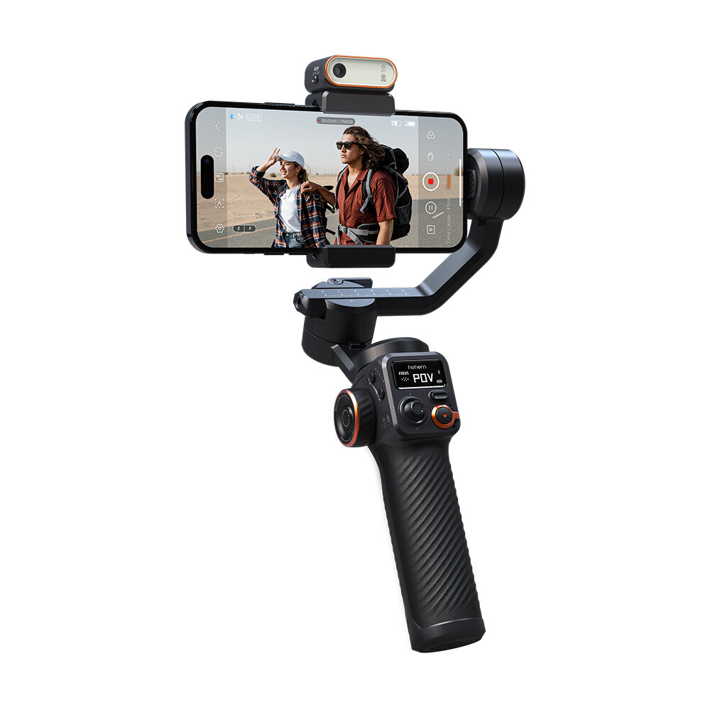 HOHEM M6 Mobile Phone Anti-shake Gimbal Magnetic Suction AI follow-up Infinite rotation Fill Light OLED Large-screen Display 400