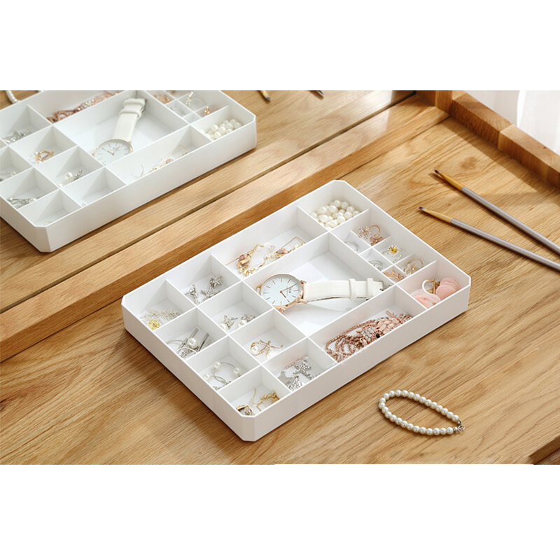 Fashion Multi-cell Jewelry Box Smart Ring Storage Box Plastic Earrings Ring Box C