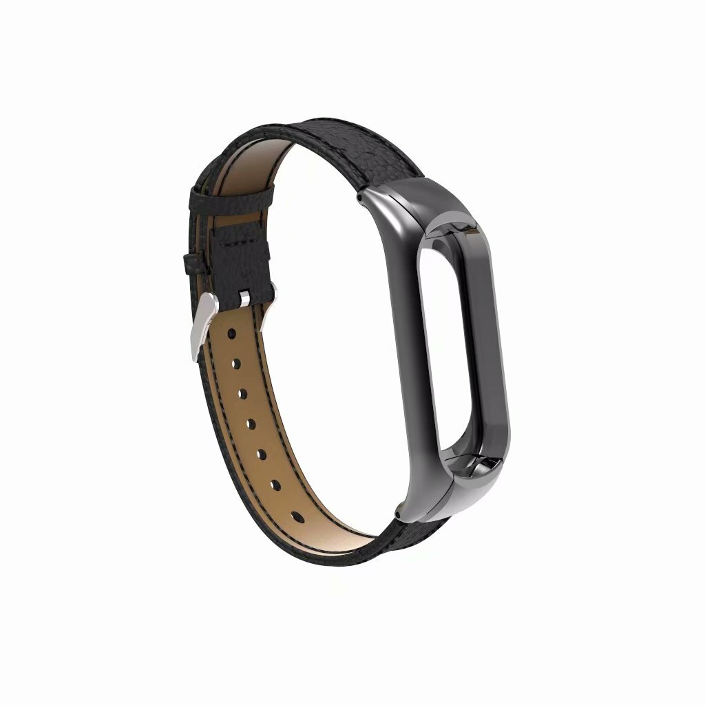 Bakeey Leather Strap with Metal Frame Replacement Wristband for Xiaomi Mi Band 3 Smart Bracelet Non-original