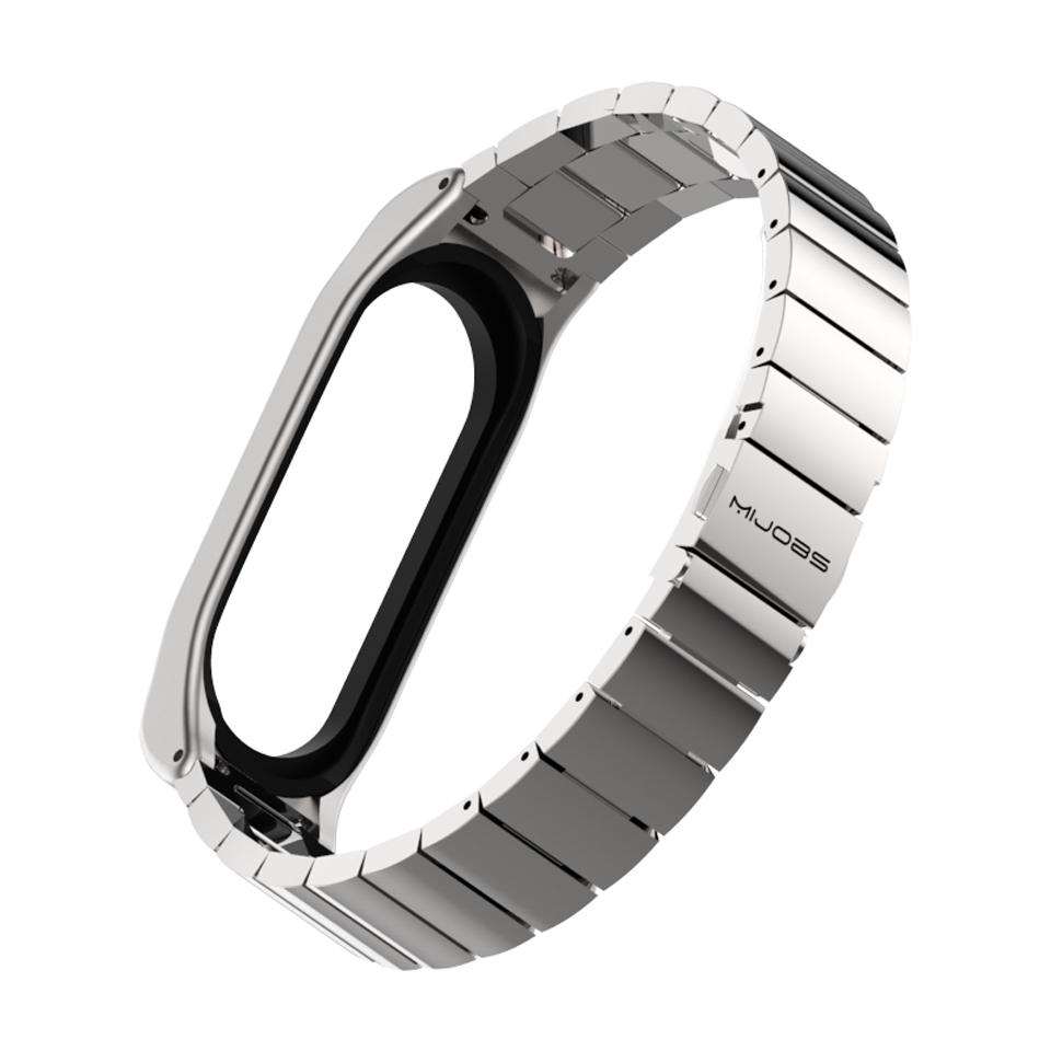 Mijobs Anti-lost Metal Pro Strap Simple Design Watch Band Full Steel Watch Strap for Xiaomi Mi Band3 Non-original