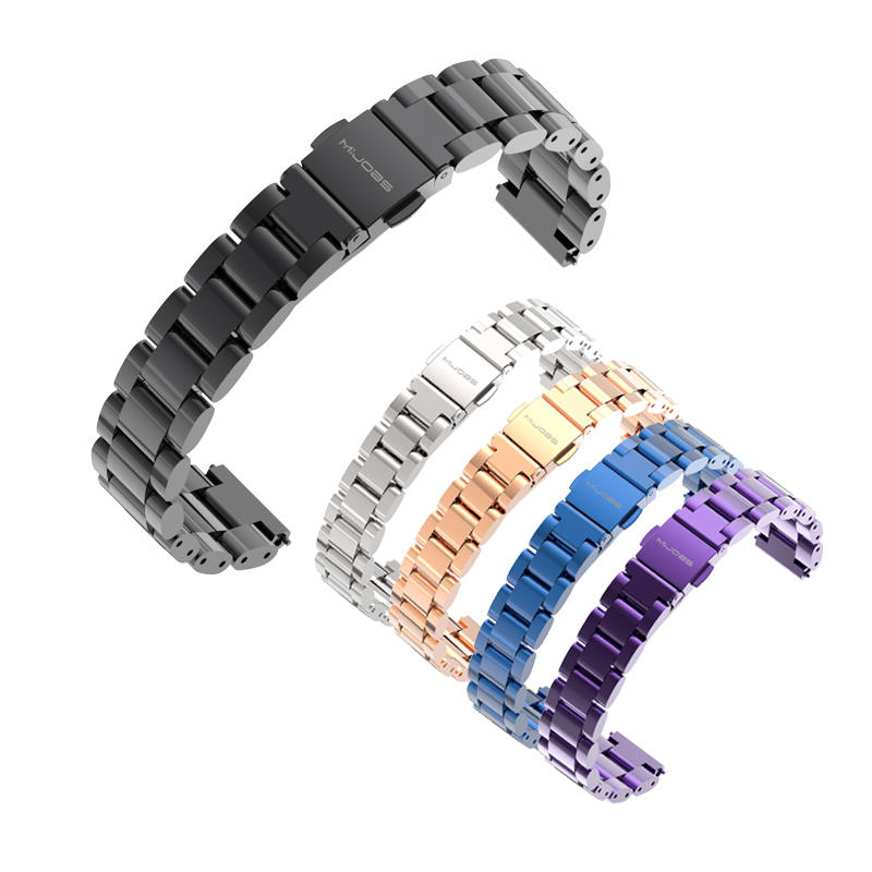 Mijobs Classic Three-bead Wristband Replacement Metal Watch Band for Xiaomi mi band 2 Smart Watch Non-original