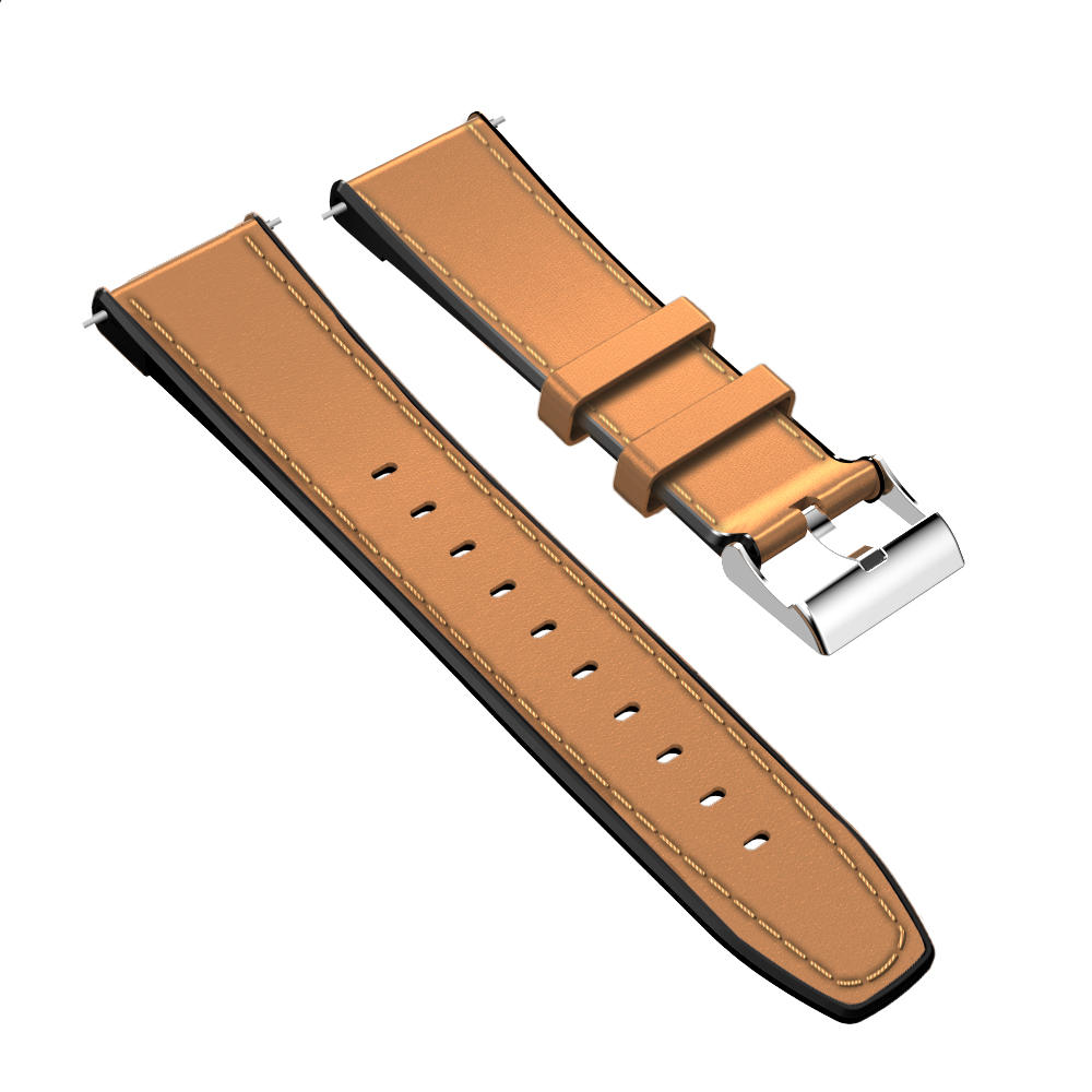 Kospet 24MM Head Layer Cowhide Silicone Watch Band Strap for Smart Watch Kospet Prime Optimus Pro Optimus Hope Brave Lite