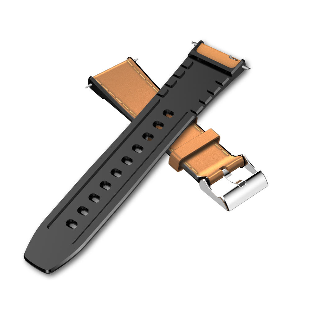 Kospet 24MM Head Layer Cowhide Silicone Watch Band Strap for Smart Watch Kospet Prime Optimus Pro Optimus Hope Brave Lite