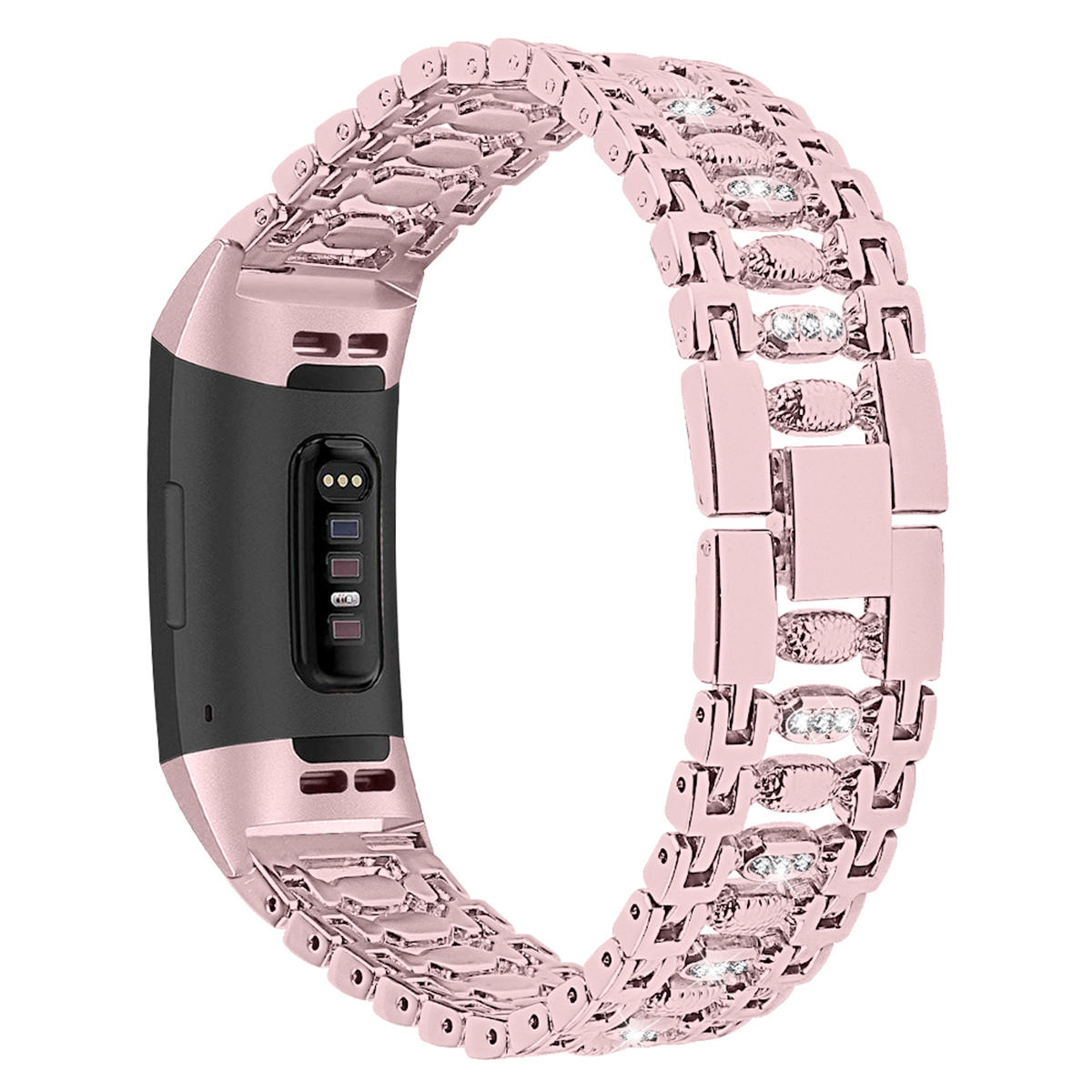 Bakeey Stainless Steel Diamond-encrusted Watch Band Strap for Fitbit charge 3 Smart Watch