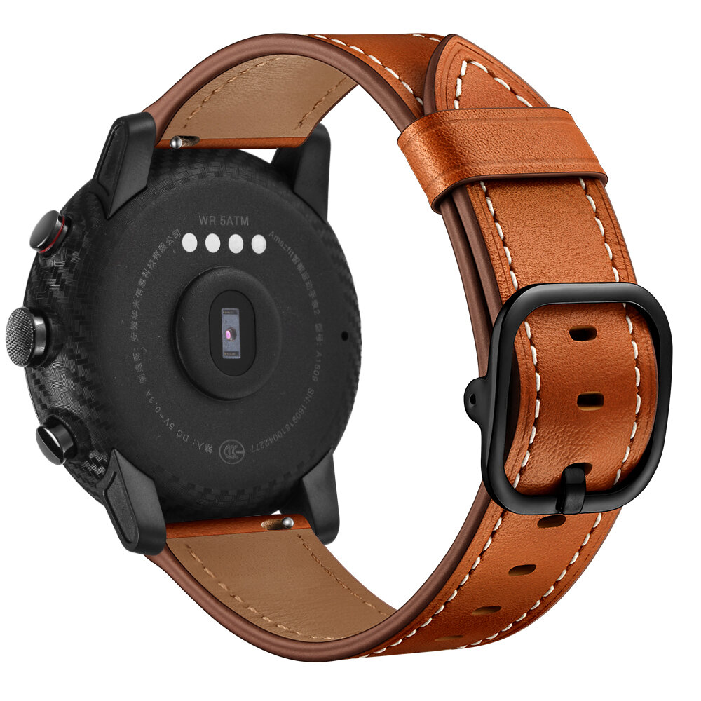 Bakeey 22mm First Layer Genuine Leather Replacement Strap Smart Watch Band for Amazfit Smart Sport Watch 1/2S