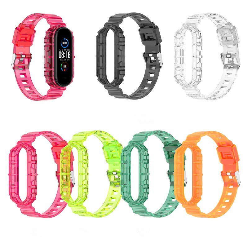 Bakeey Crystal Transparent Comfortable Lightweight Pure TPU Watch Band Strap Replacement for Xiaomi Mi Band 6 / Mi Band 5 Non-Or