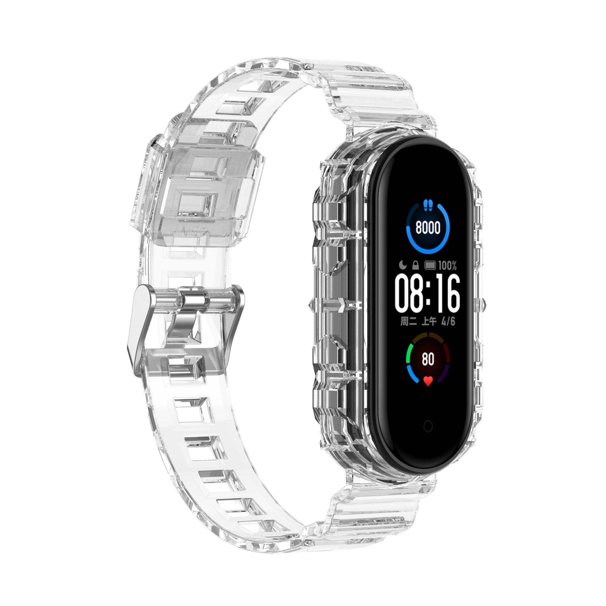 Bakeey Crystal Transparent Comfortable Lightweight Pure TPU Watch Band Strap Replacement for Xiaomi Mi Band 6 / Mi Band 5 Non-Or