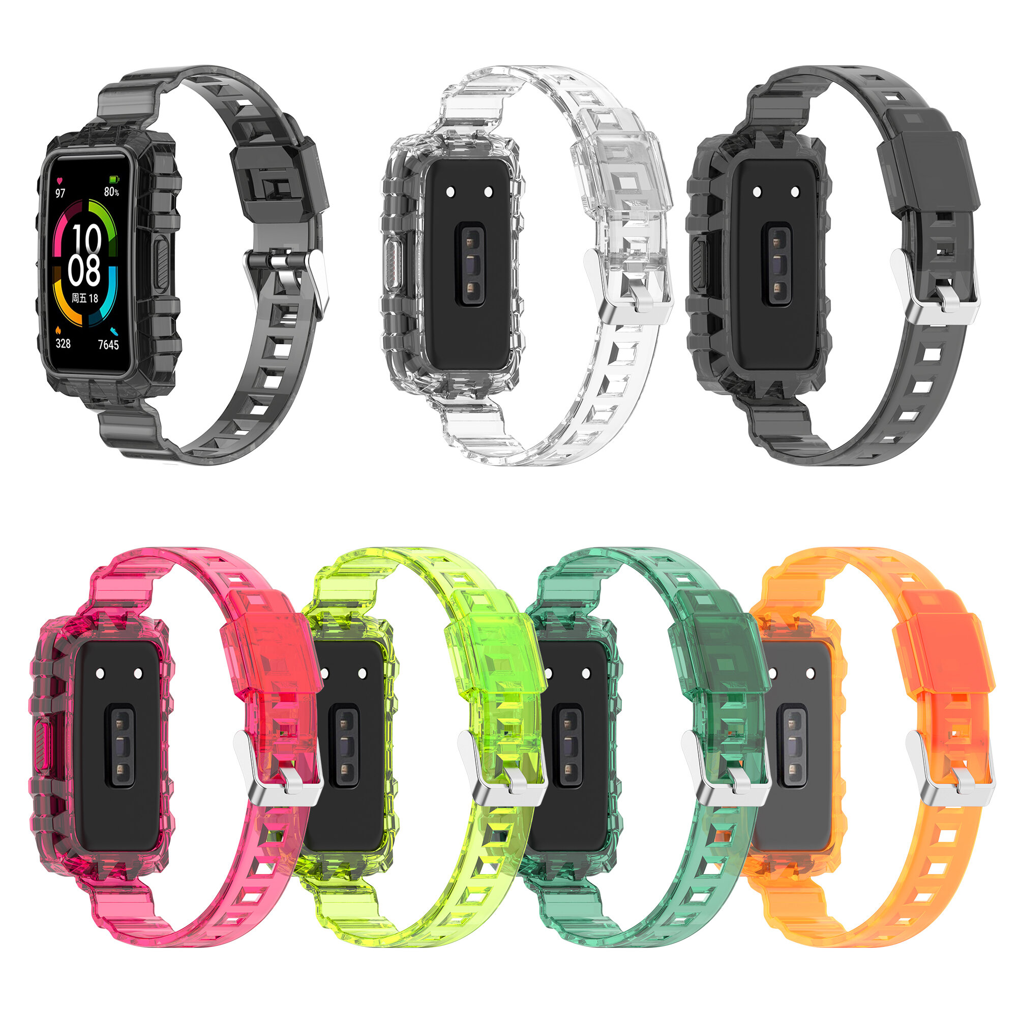 Bakeey Fashion Comfortable Translucent Soft TPU Watch Band Strap Replacement for Huawei Band 6/ Honor Band 6