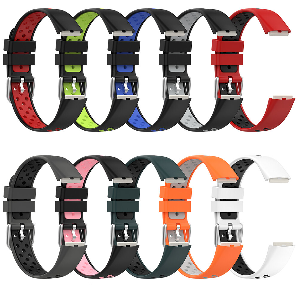 Bakeey Double Color Pattern Breathable Sweatproof Soft Silicone Watch Band Strap Replacement for Fitbit Luxe