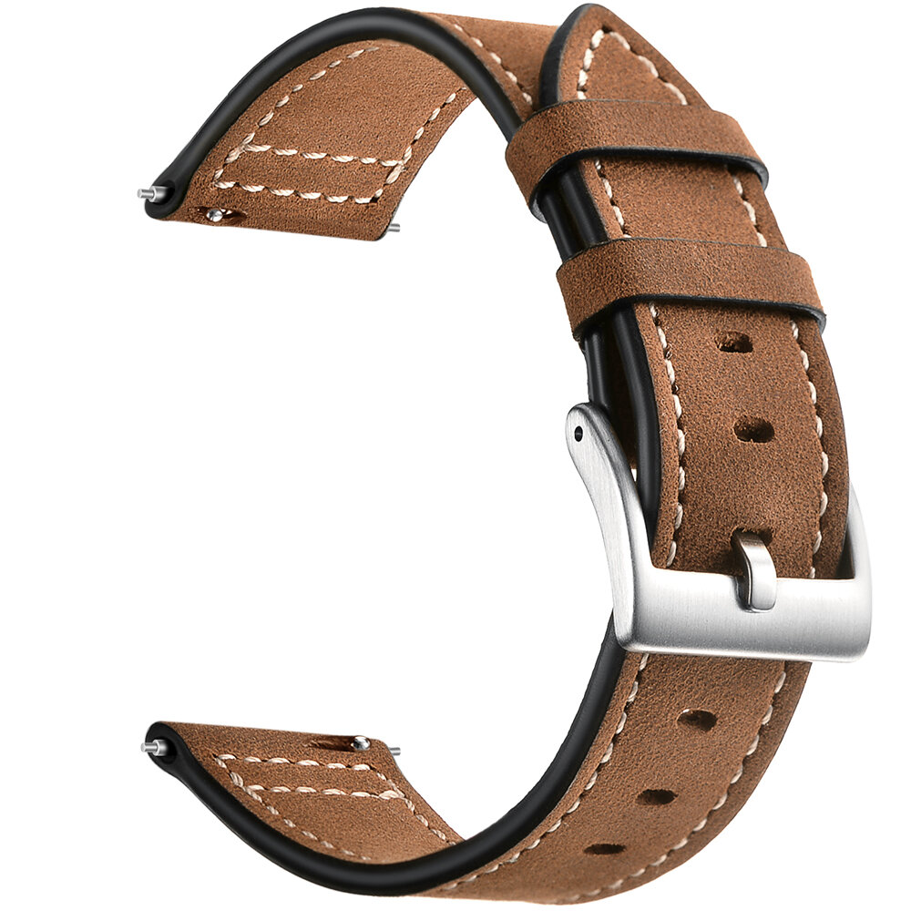 Bakeey 20MM Universal Silver Clasp Leather Watch Band Strap Replacement for Samsung Galaxy Watch4 Classic