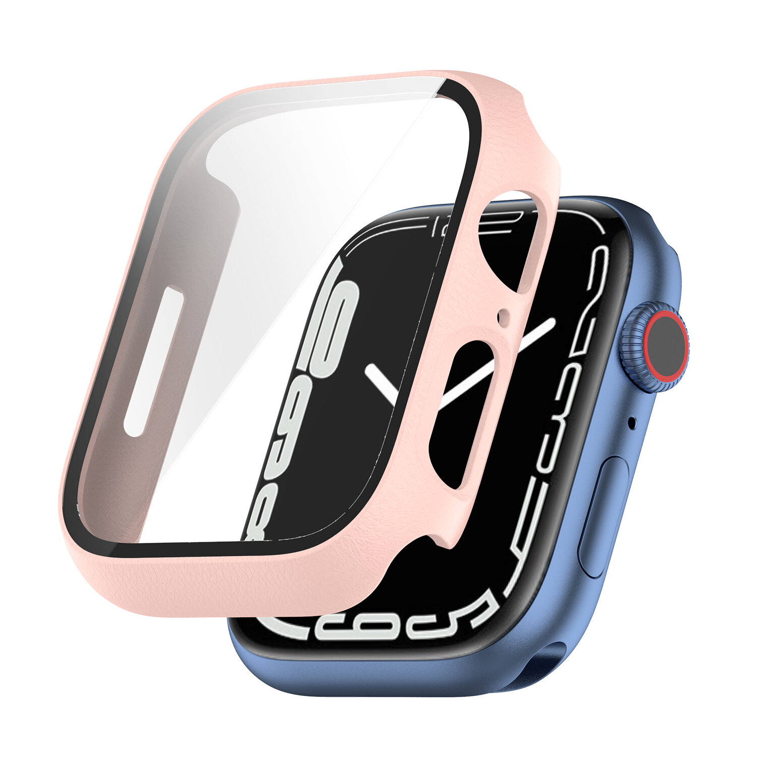 Bakeey Colorful Shockproof Anti-Scratch PC + HD Clear Tempered Glass Full Cover Watch Case Cover for Apple Watch S7 41mm/ 45mm