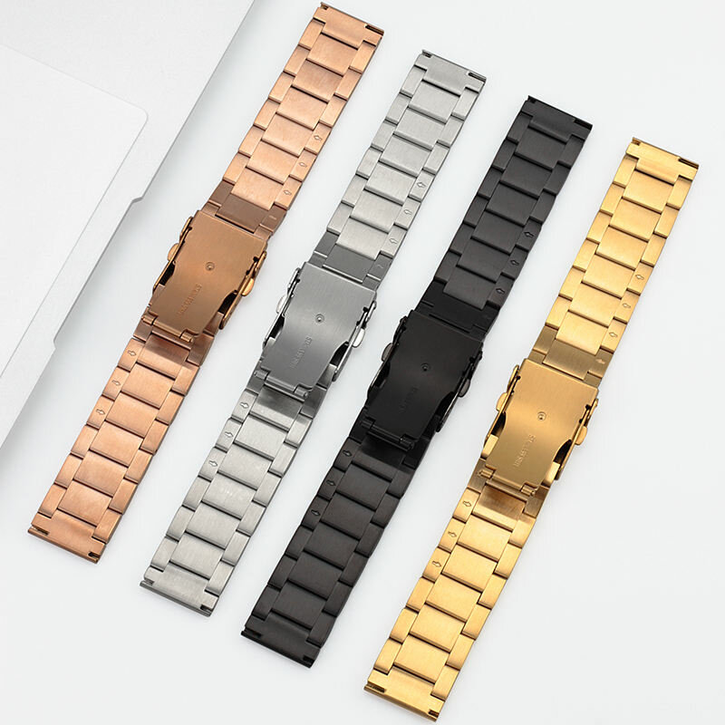 22mm Three-bead Trapezoidal Stainless Steel Watch Straps Smart Watch Band Replacement Strap