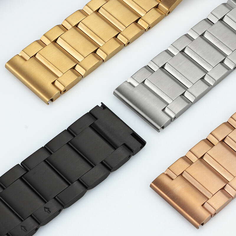 22mm Three-bead Trapezoidal Stainless Steel Watch Straps Smart Watch Band Replacement Strap