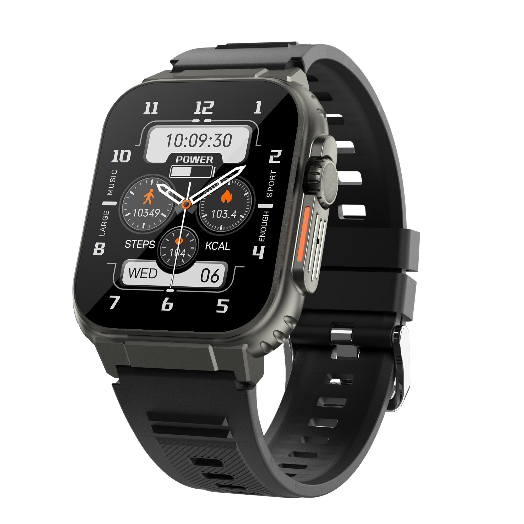 A70 1.96 inch HD Screen Heart Rate Blood Pressure SpO2 Monitor BT5.0 600mAh TWS Connection Smart Watch