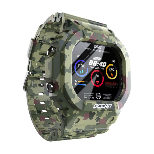 LOKMAT Ocean IP68 Waterproof Multi Sport Modes Tracker Outdoor Wristband Heart Rate Monitor Military Style Smart Watch