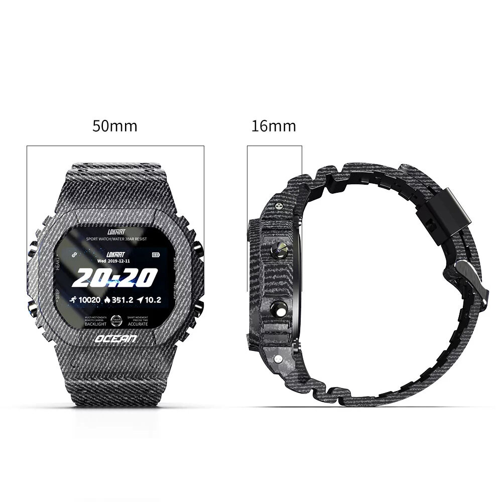 LOKMAT Ocean IP68 Waterproof Multi Sport Modes Tracker Outdoor Wristband Heart Rate Monitor Military Style Smart Watch