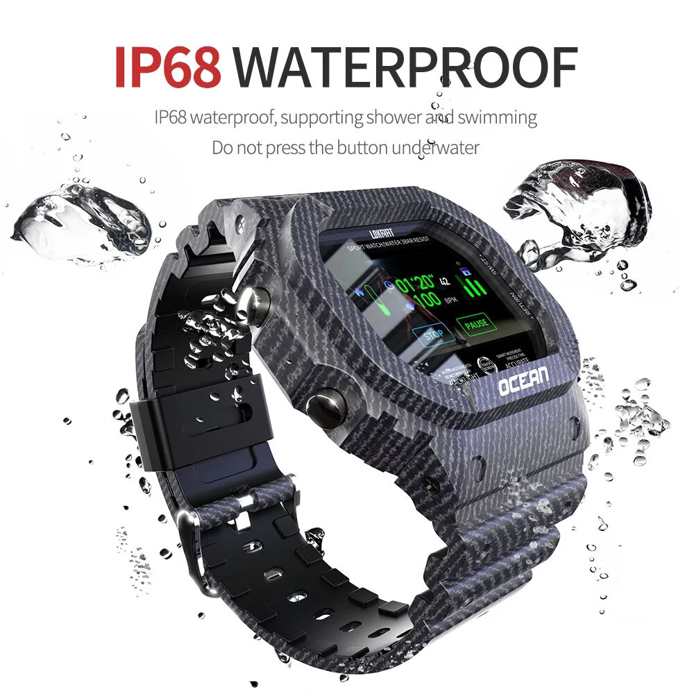 LOKMAT Ocean IP68 Waterproof Multi Sport Modes Tracker Outdoor Wristband Heart Rate Monitor Military Style Smart Watch