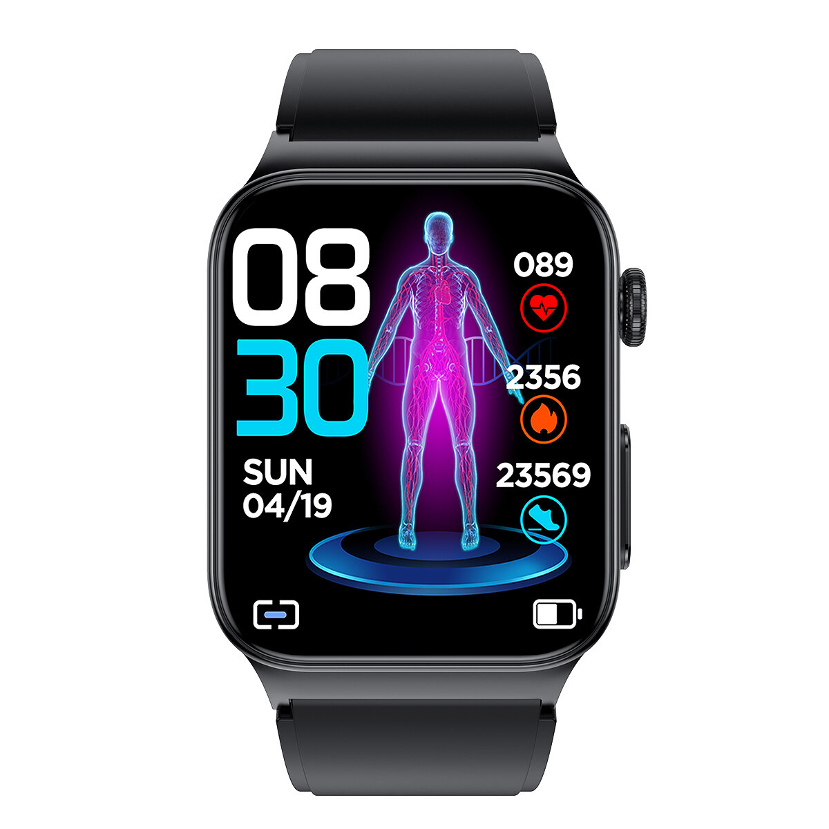 E500 1.83 inch HD Screen ECG Monitor Heart Rate Blood Pressure SpO2 Monitor Fitness Tracker 280mAh Battery BT 5.1 IP68 Waterproo