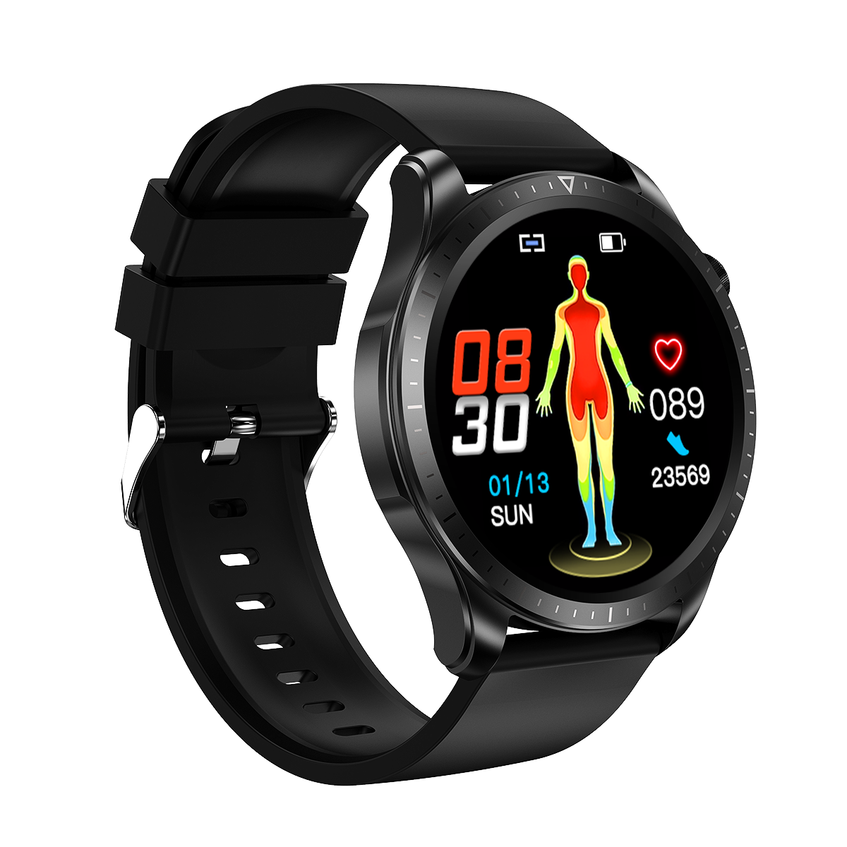 E420 1.39 inch HD Screen ECG Monitor Heart Rate Blood Pressure SpO2 Monitor Fitness Tracker 280mAh Battery BT5.1 IP68 Waterproof