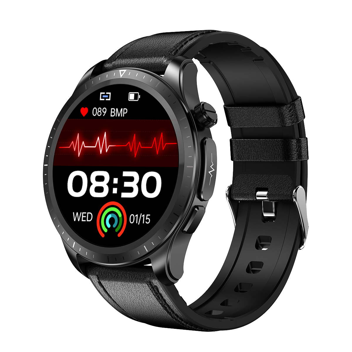 E420 1.39 inch HD Screen ECG Monitor Heart Rate Blood Pressure SpO2 Monitor Fitness Tracker 280mAh Battery BT5.1 IP68 Waterproof