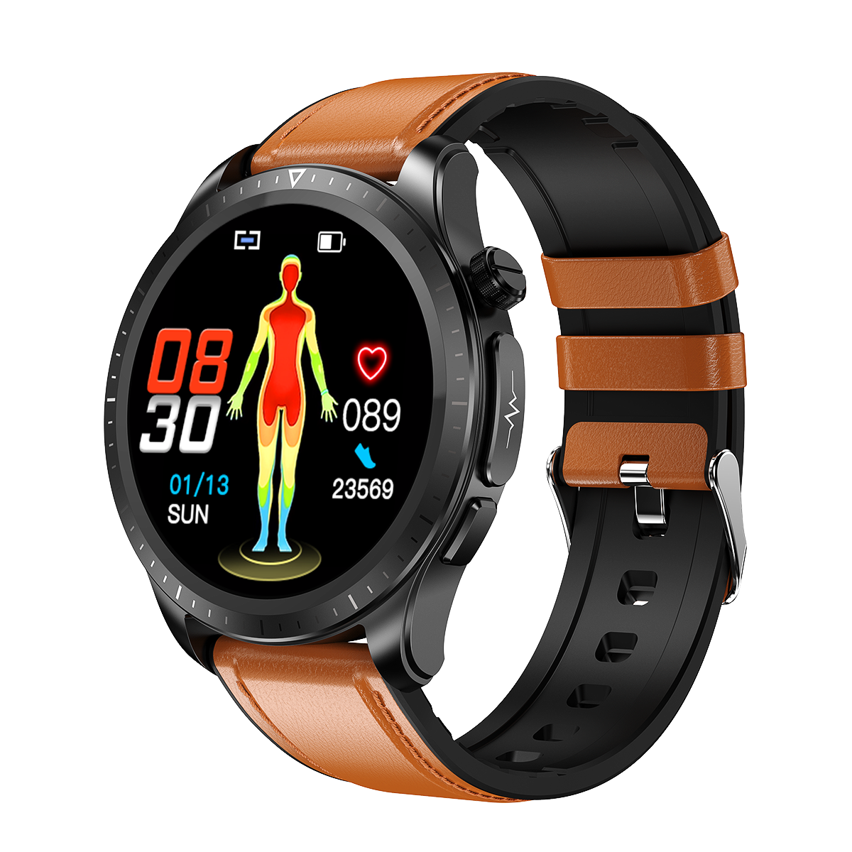 E420 1.39 inch HD Screen ECG Monitor Heart Rate Blood Pressure SpO2 Monitor Fitness Tracker 280mAh Battery BT5.1 IP68 Waterproof