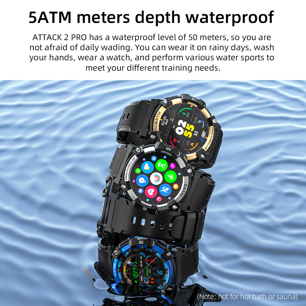 LOKMAT ATTACK 2 PRO 1.39 inch TFT 50 Meters Waterproof SpO2 Blood Oxygen Heart Rate Monitor Multi-sport Modes Smart Watch