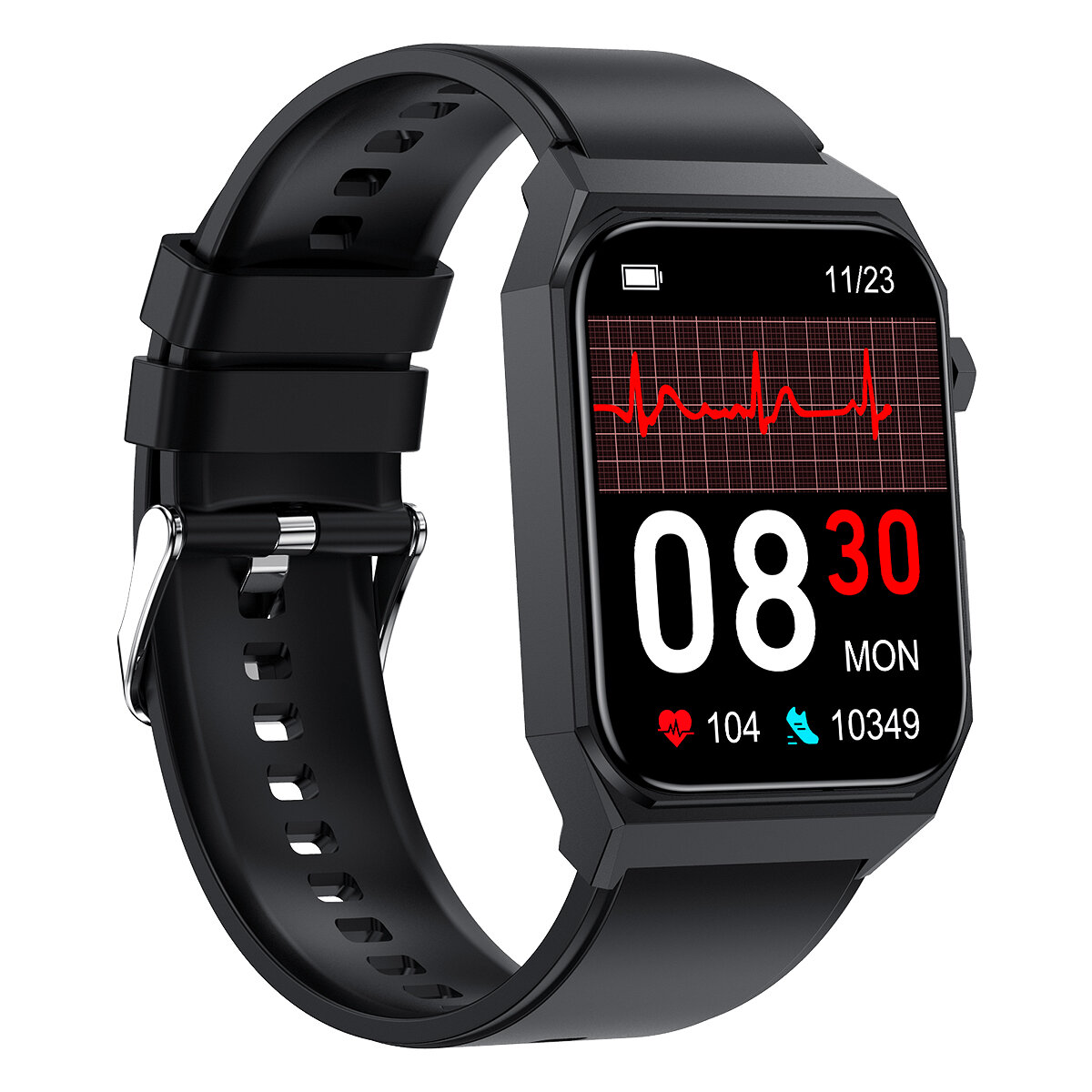 E530 1.91inch HD Screen Heart Rate Blood Pressure Blood Glucose ECG HRV SpO2 Monitor Sleep Monitoring Multi-sport Modes Music Pl