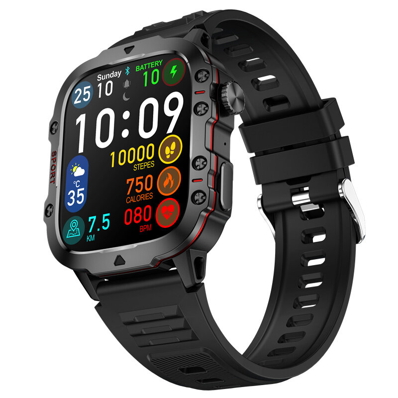 QX11 1.96inch HD Screen bluetooth Call Heart Rate Blood Pressure SpO2 Monitor Breath Training SOS Sleep Monitoring Multi-sport M