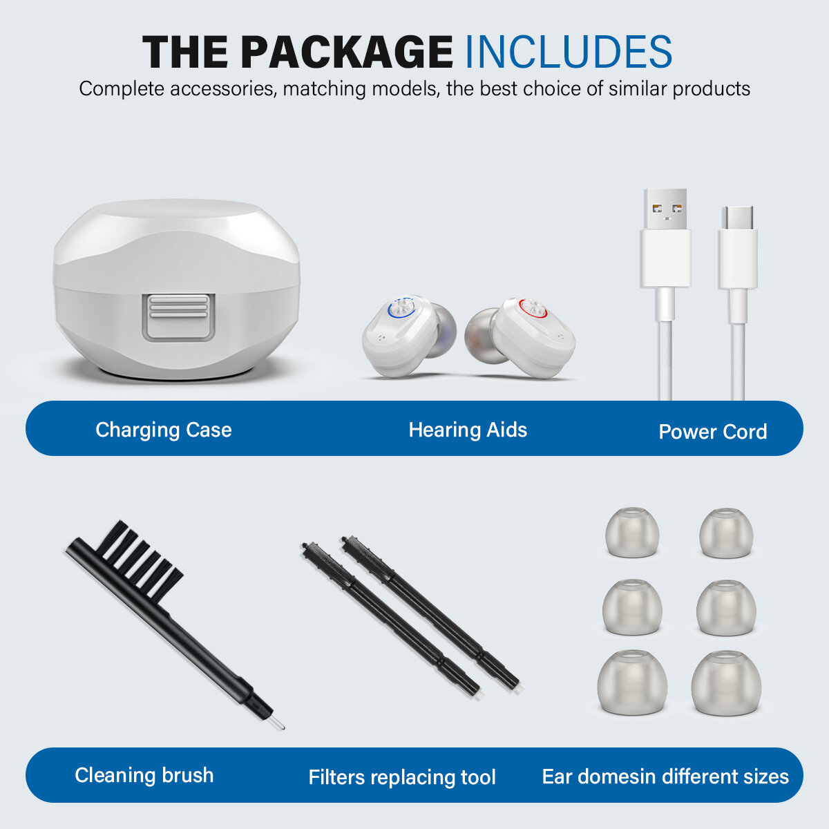 Rechargeable Mini Hearing Aids Sound Amplifiers with Portable Charging Case for the deaf