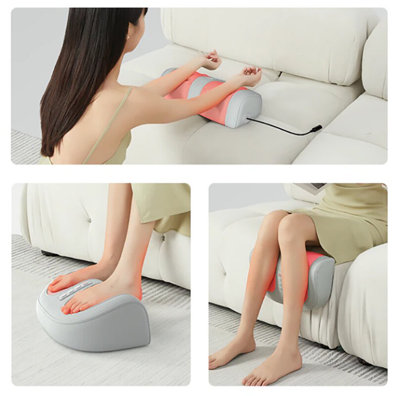 3 Levels Adjustable Comfort Heating Electric Foot Massager Reflexology Leg Pain Relief Electric Thai Massage Machine EU Plug