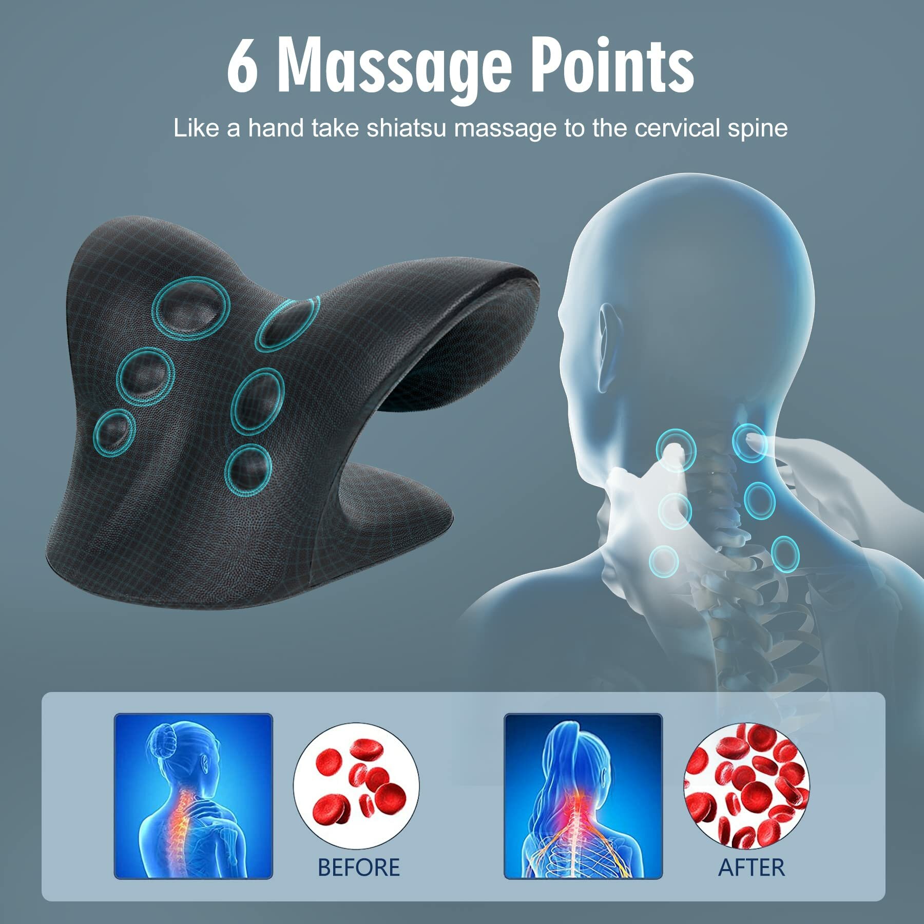 Neck Massage Pillow Pressure Point Pillow Neck Stretcher Relaxer Cervical Traction Device Pillow for Muscle Relax Pain Relief