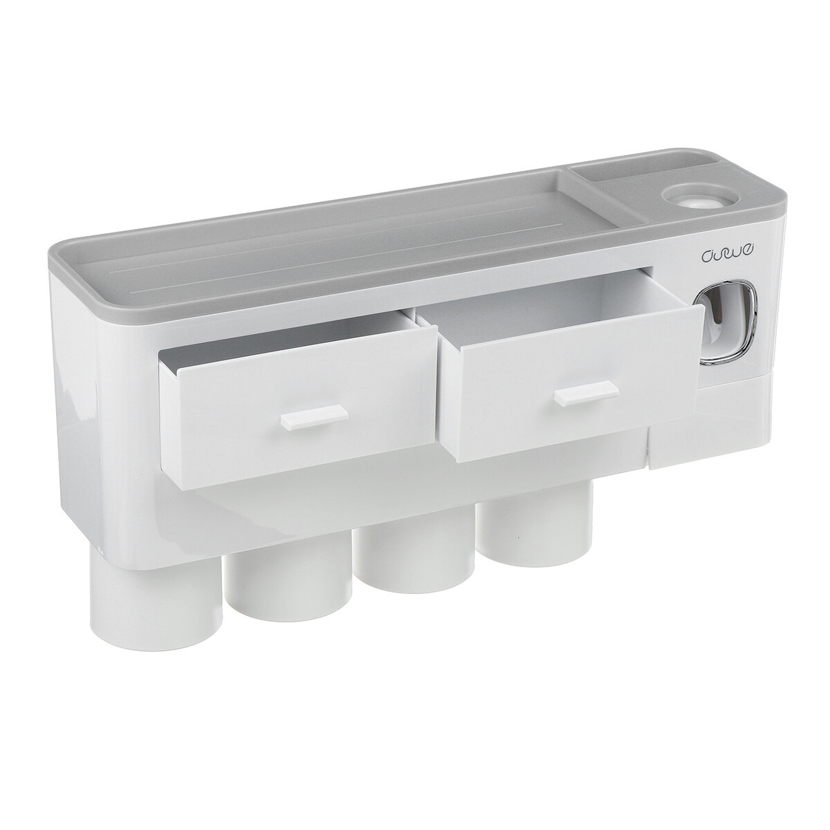 Wall Mount Adsorption Toothbrush Holder Inverted Cups with Toothpaste Squeezer CO