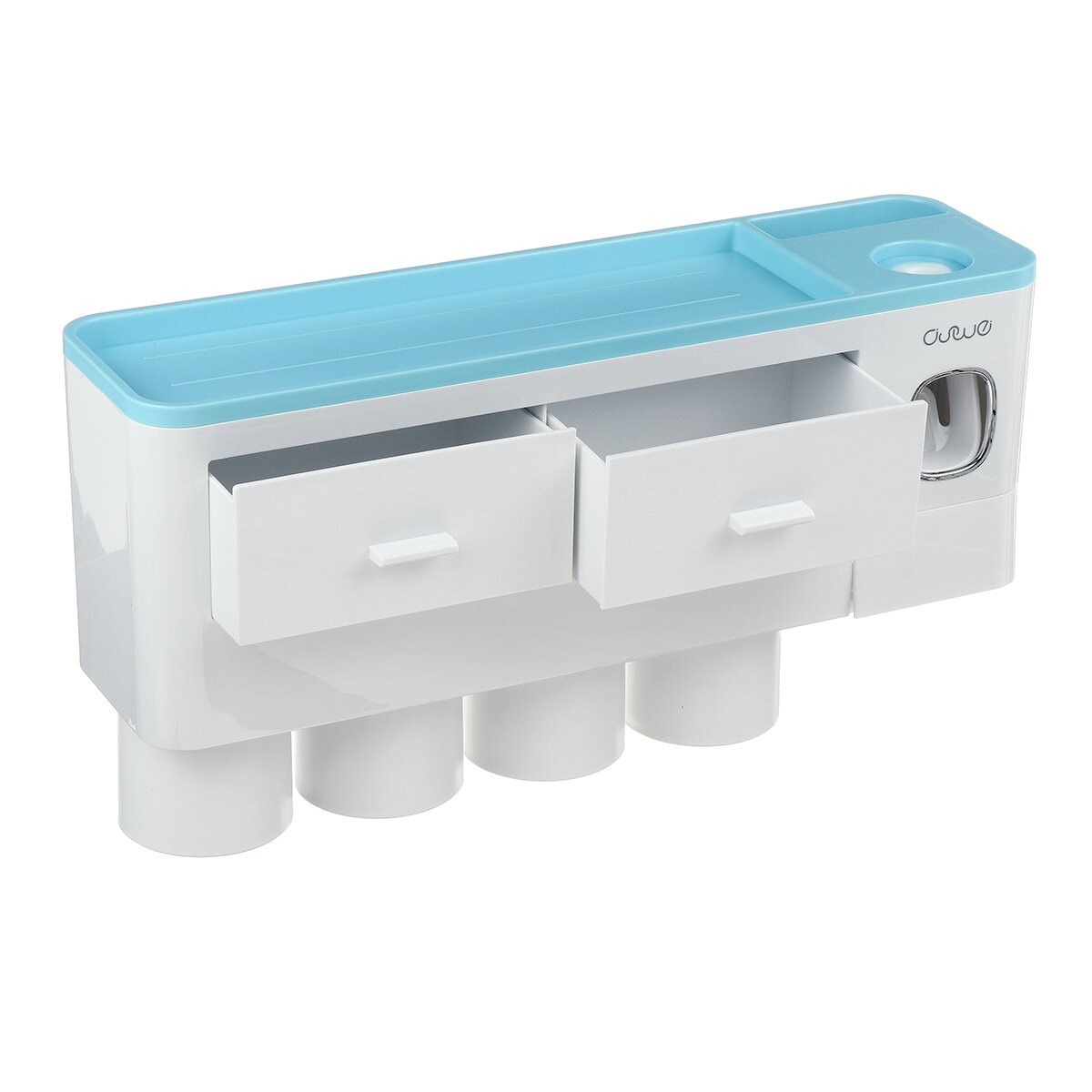 Wall Mount Adsorption Toothbrush Holder Inverted Cups with Toothpaste Squeezer CO